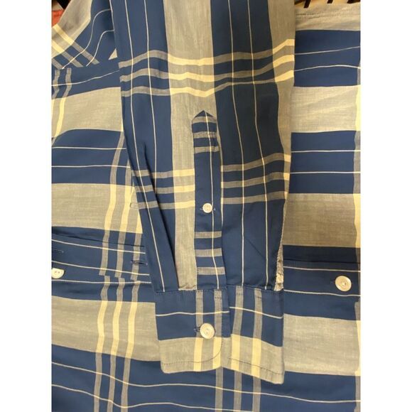 J.Crew N.Y Light Weight Ch. Shirt Medium 100% Cotton Button Up Shirt Plaid  Blue - Picture 7 of 7